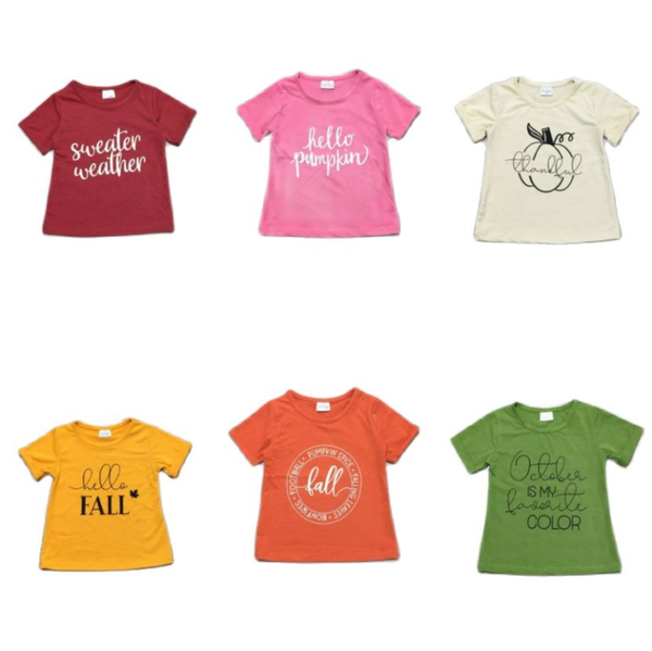 

clothing sets fall girls boys solid cotton t shirt kids top, White