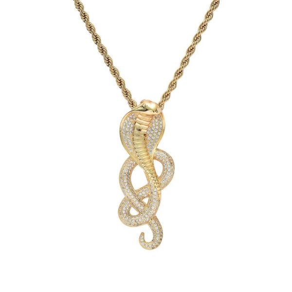 

pendant necklaces men hip hop iced out snake shape zircon fashion male pendants necklace hiphop jewelry gifts, Silver