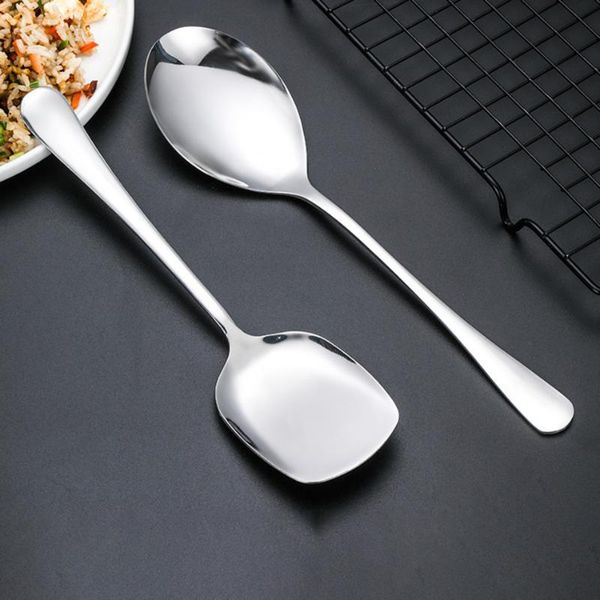 

stainless steel iron shovel spoon coffee ice cream engineering retro cute square head kitchen gadget tools spoons