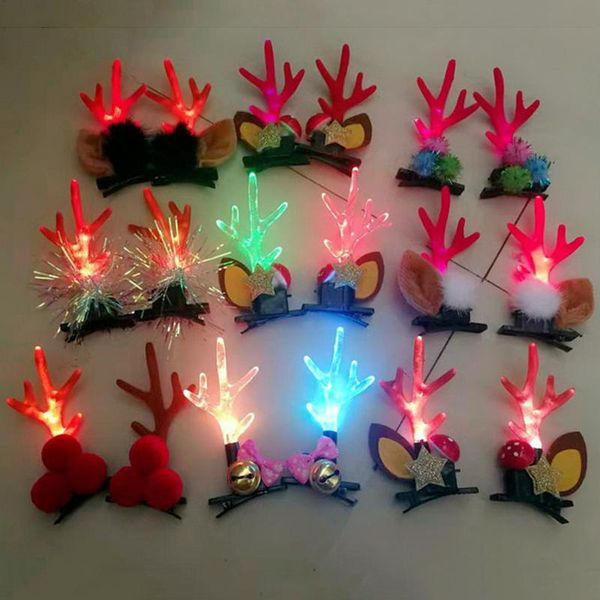 

hair accessories 1pair fashion cute christmas deer horn barrette hairpin led luminous gift for women girl children cosplay