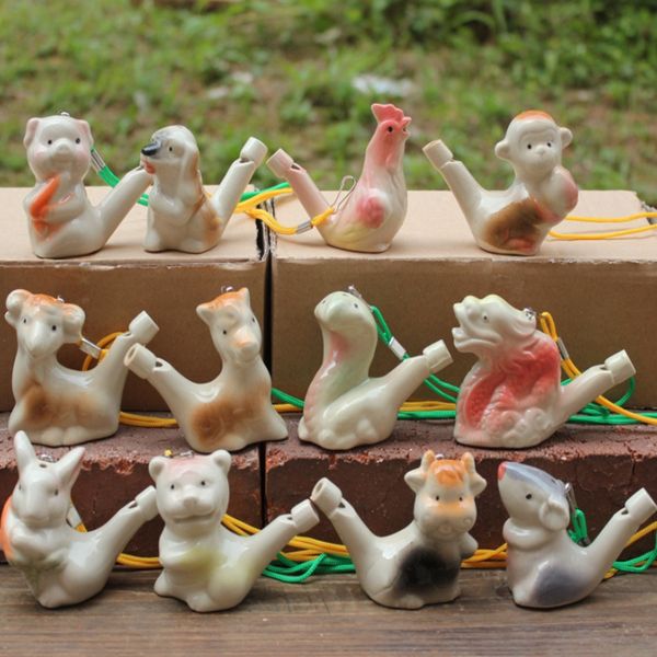 Zodiaco cinese Fischio Uccelli acquatici fischietti Regali per bambini Ocarina d'acqua in ceramica Arti e mestieri Regalo per bambini Molti stili