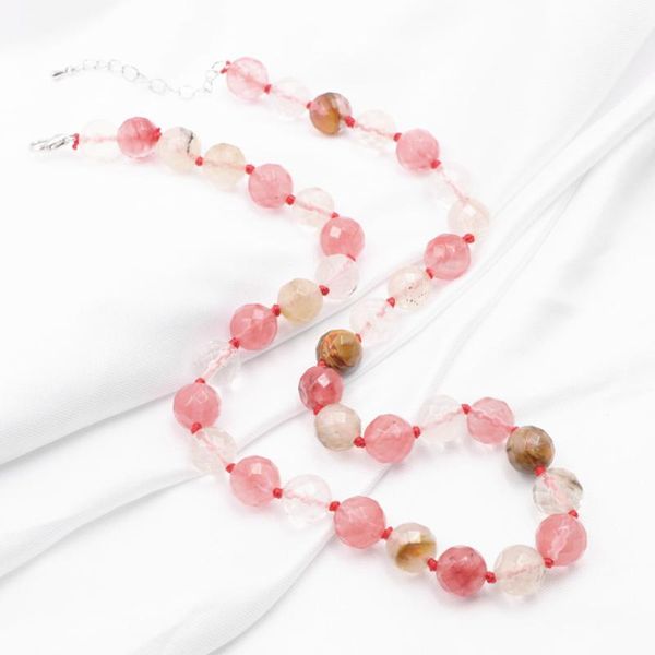 

multi crystal choker necklace women tourmaline watermelon faceted round beads stone chain jewelry 18inch a794 chokers, Golden;silver