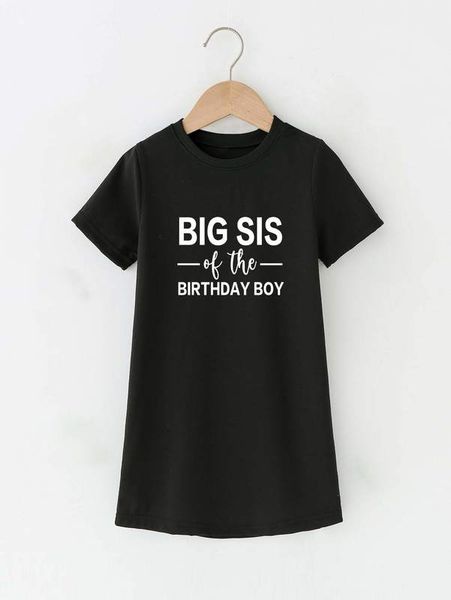 

girls 1pc slogan graphic tee dress she, Red;yellow