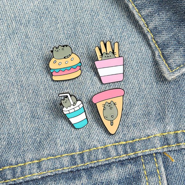 

chips hamburger enamel brooches pin for women fashion dress coat shirt demin metal brooch pins badges promotion gift 2021 new design1, Blue