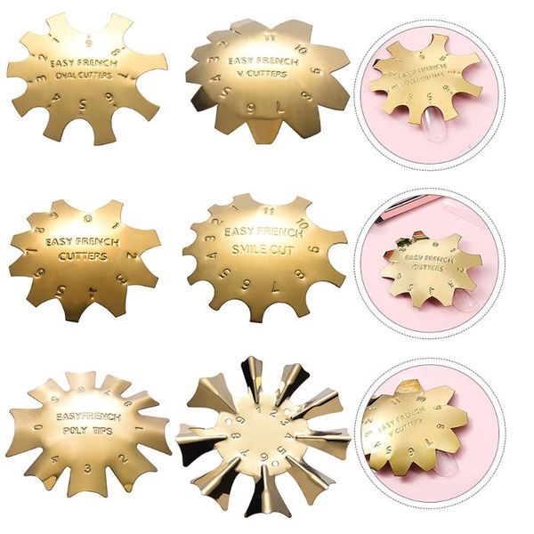 

nail art kits 6pcs diy steel making templates manicure edge trimmer (golden)