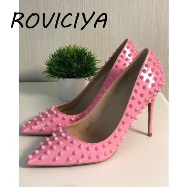 

dress shoes 12cm pumps pink women rivets female party bride ladies high heel plus size 8cm 10cm md019 roviciya, Black