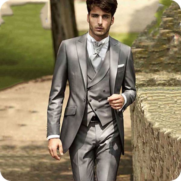 

men's suits & blazers vintage grey men for wedding slim fit groom tuxedo suit classic male jacket pants 3piece costume homme terno, White;black