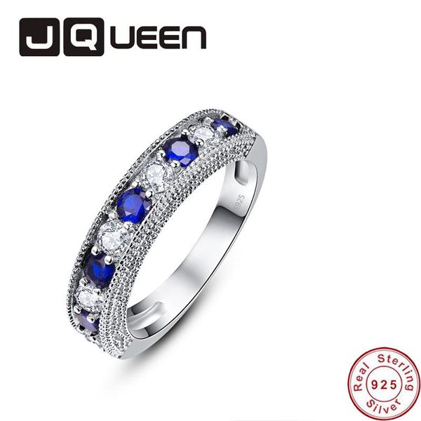 

wedding rings arrival personality 925 sterling silver finger stackable blue white cz stone ring for women fine jewelry, Slivery;golden