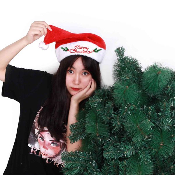 

straight short plush red christmas decoration embroidered christmas hat