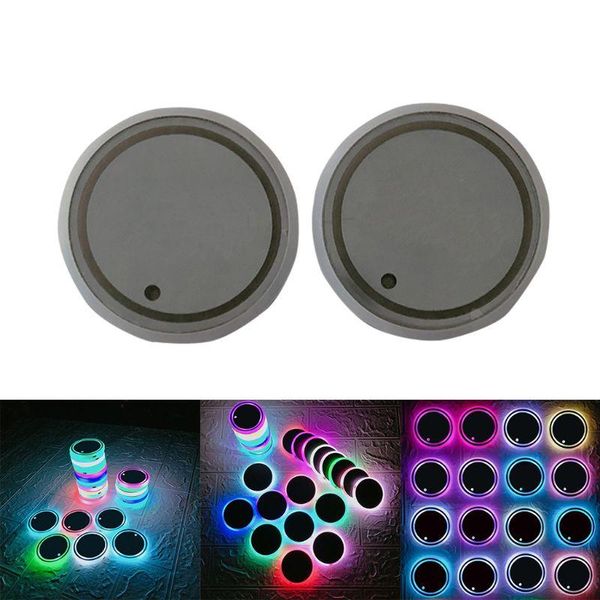 

anti-slip mats led car lights 7 colors changing usb charging mat luminescent cup pad
