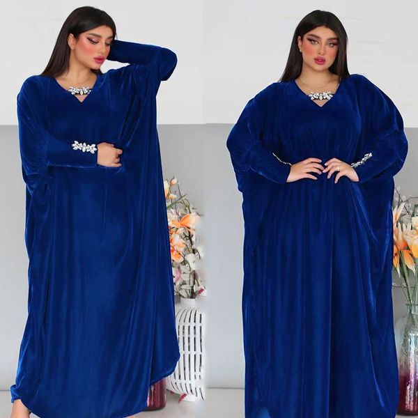 

2021luxury velvet abaya kimono dubai 2021 women muslim kaftan african plus size boubou hijab dress elegant lady islam clothing, Red