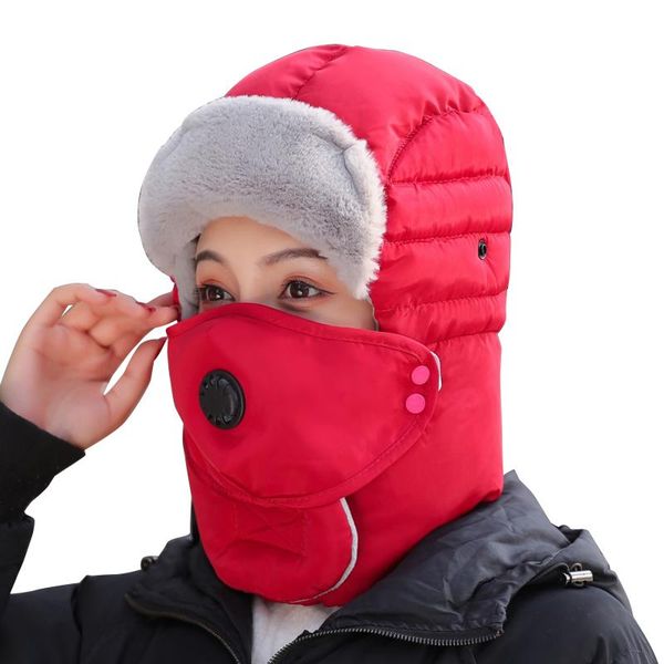 

full head warm hat breathing valves face cover ear flap trooper skating skiing cycling accessories ys-buy outdoor hats, Black;white