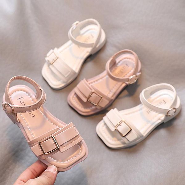

girls sandals 2021 summer belt buckle peep toe princess shoes anti-slippery ankle strap beach kids baby children sandal, Black;red