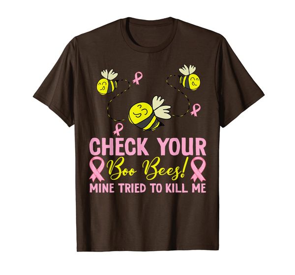 

check your boo bees mine tried to kill me breast cancer t-shirt, White;black