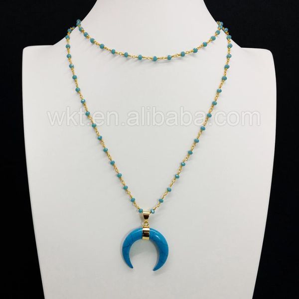

pendant necklaces wt-n680 wholesale charming blue stone necklace ,simple statement for women jewelry making, Silver