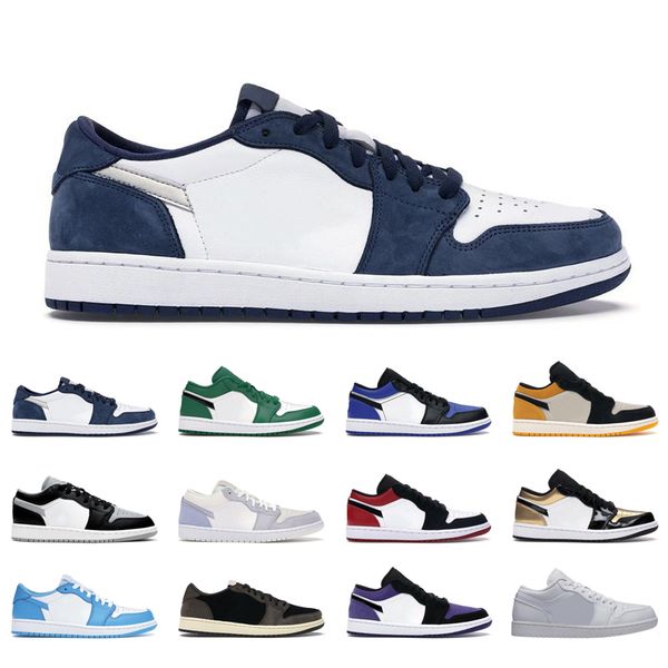

man basketball shoes woman 1 1s low unc og sp shattered backboard court gold purple black royal grey toe paris pine trainers sports chaussur, White;red