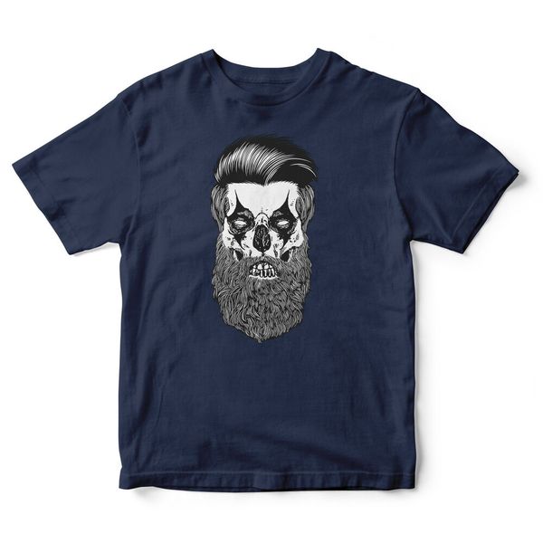 

beard clown skull - mens funny t-shirt, White;black
