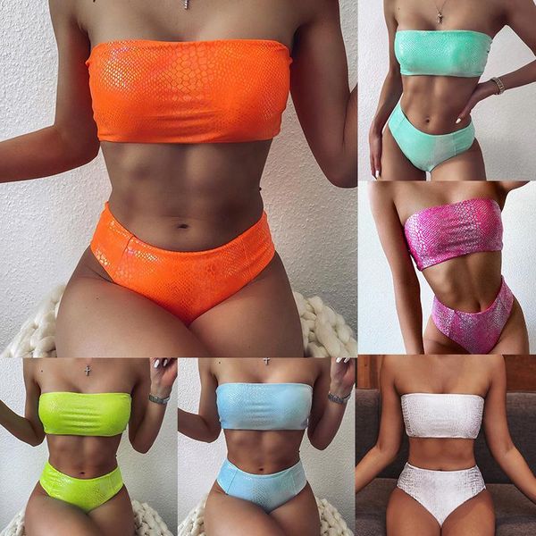 Mulheres de banho feminina Mulheres 7 Color Serpentine Bikini sem alças com maiô de praia