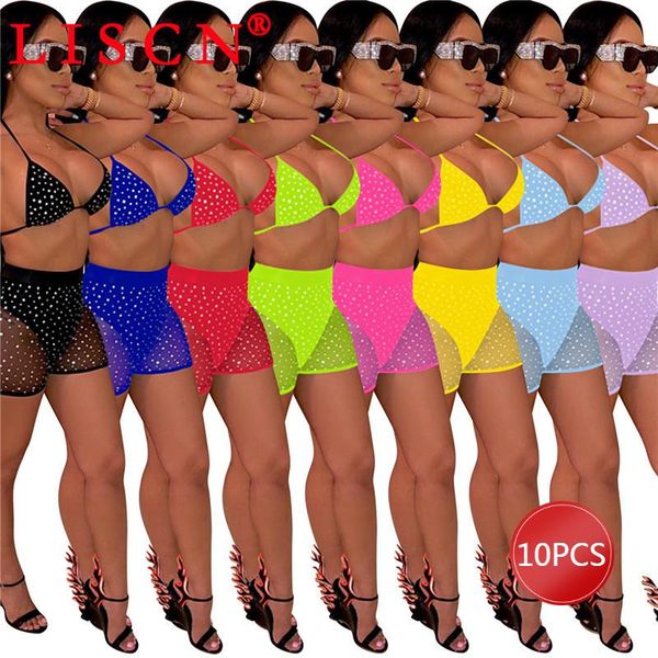 

women's swimwear bulk item wholesale lots 10 sets two piece set summer bikini bathing suit shorts arrival 2021 fashion dot k6979, White;black