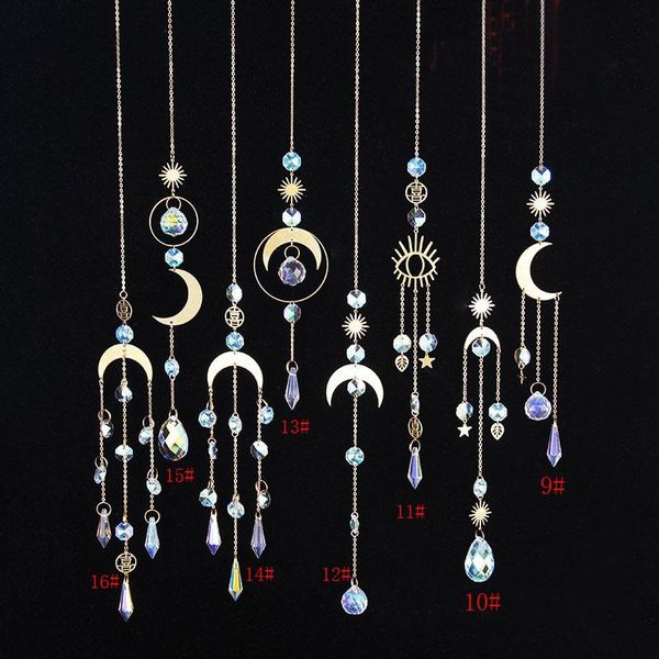 

decorative objects & figurines 1pcs moon suncatcher ornament wind chimes crystal prisms hanging rainbow chaser window curtains pendant home