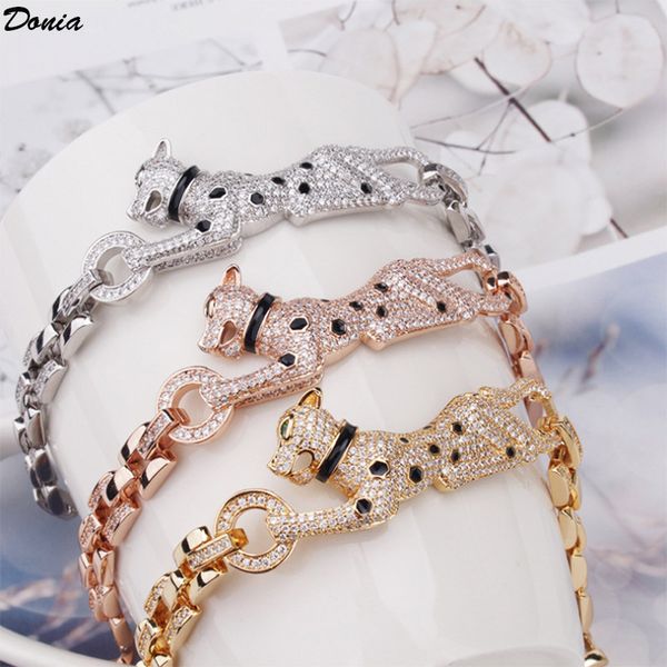 

donia jewelry european and american fashion leopard with zircon 8mm bracelet wedding jewelry ladies banquet designer bracelet, Black