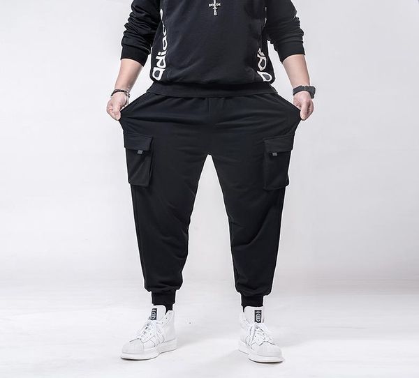 

men's pants 2021 spring men casual sweatpants sports letter plus size 6xl 7xl big summer loose sportwear simple stretch trousers, Black