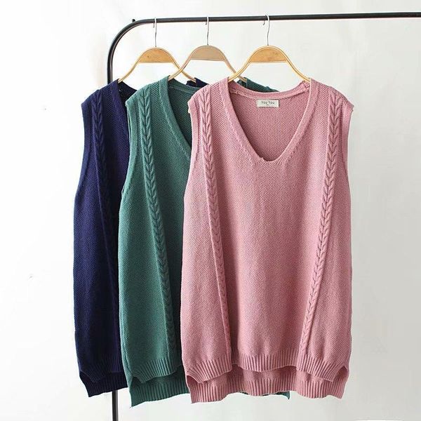 

women's sweaters 2021 plus size casual spring women clothing fashion loose sleeveless v-neck knit pullovers e2-8609, White;black