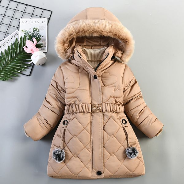 

ins children faux fur hooded quilted coat kids zipper belt long sleeve thicken coats winter boys warm outwear girl clothes a7873, Blue;gray