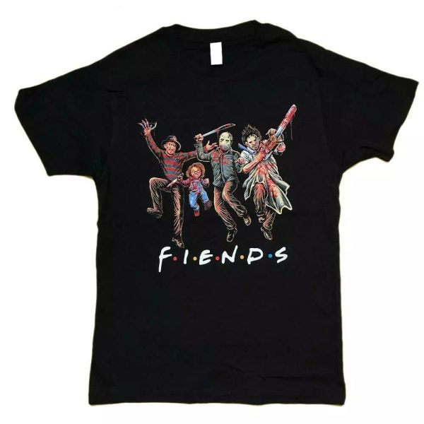 

horror fiends squad friends halloween parody t-shirt, White;black