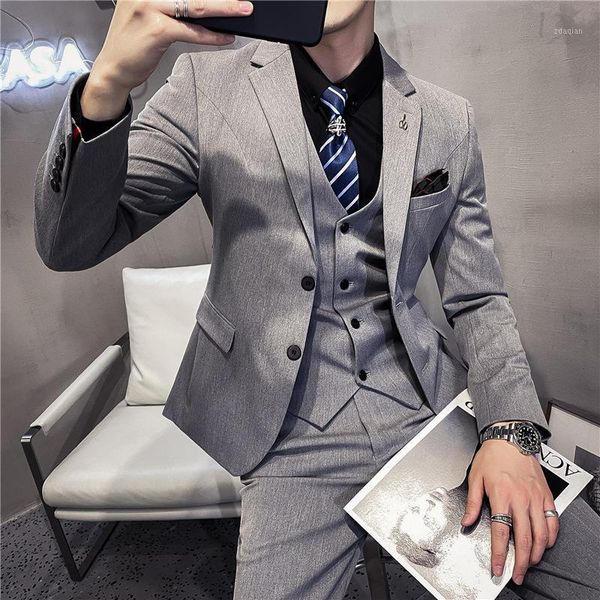 

british hanfeng slim bridegroom wedding dress host men's two button suit business suits & blazers, White;black