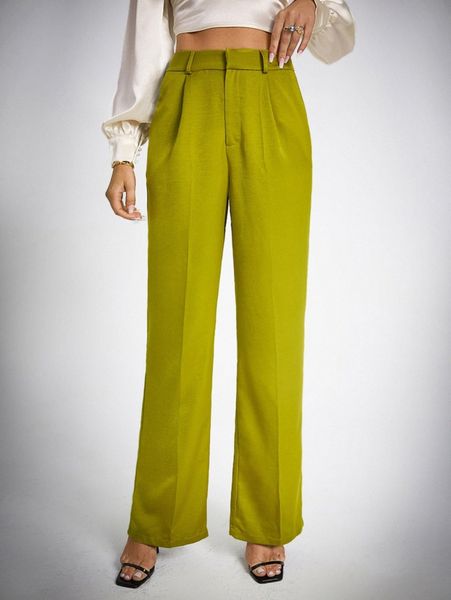 

tall high waist slant pockets straight leg pants u3pk#, Black;white