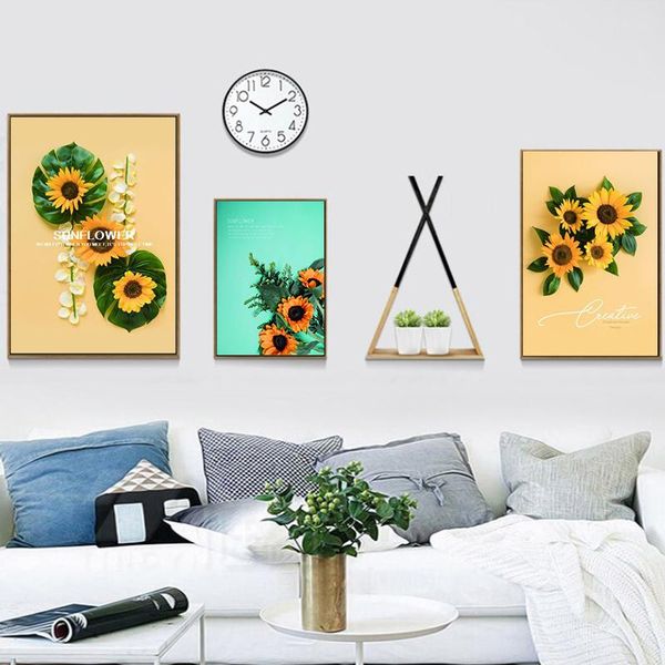 

paintings modern art plant canvas painting sunflower picture oil home decor living room dining simple wall printing poster