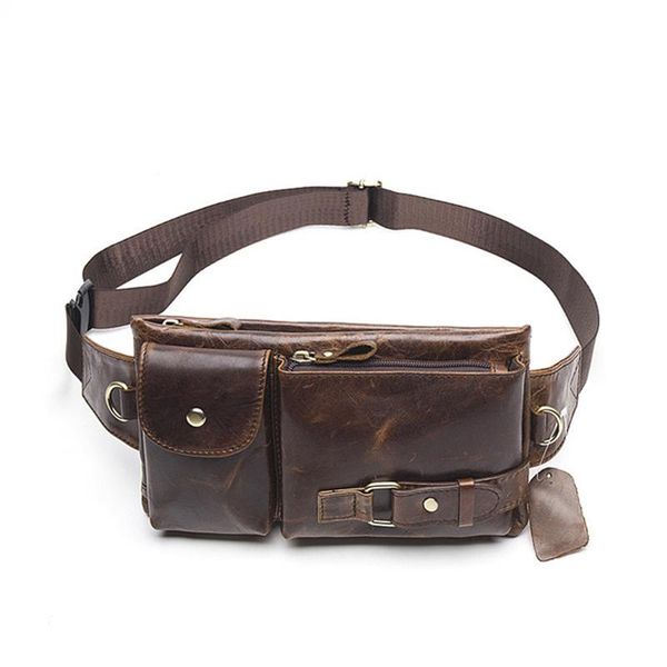 

genuine leather waist packs fanny pack belt bag phone pouch bags travel male small