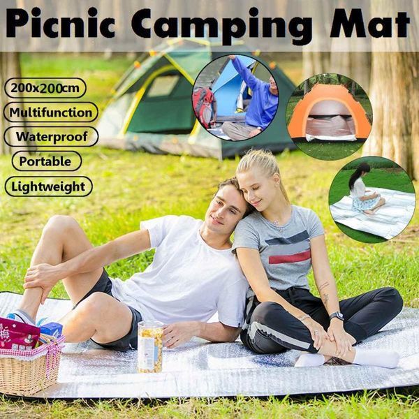 

200x150cm protable double-sided tent mat aluminum film outdoor waterproof picnic camping blanket 3.5mm thinness pads