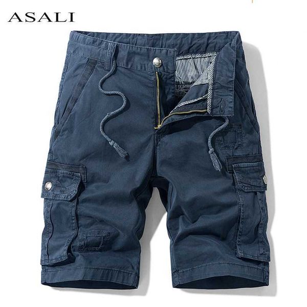 

summer men's cargo casual shorts solid color men loose gyms sportswear fashion jogging cotton short pants male clothing 210714, White;black