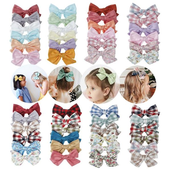 

[6pcs/set] bowknot printing hairpin for girls multicolor hair accessories set decoration sy0145, Slivery;white
