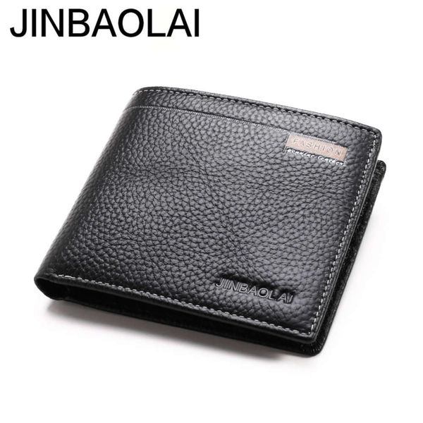 

the wallet jinbaolai casual short men's leather wallet, Black