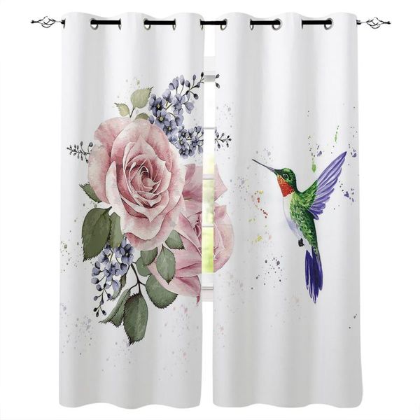

hummingbird pink flower white window curtains for living room bedroom kitchen modern home decoration drapes blinds curtain &