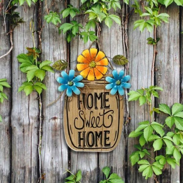 

wooden flower basket hanging handicraft garden with board decorations