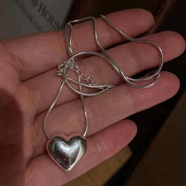 

pendant necklaces sweet heart designer with snake chain s925 sterling silver clavicle jewelry for women gift