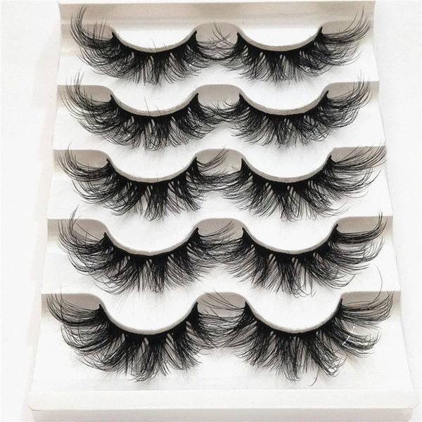 

false eyelashes 5 pairs reusable 3d faux mink 25mm wispy fluffy lashes extension handmade makeup tools wholesale