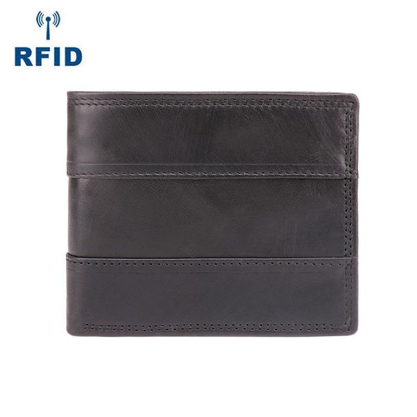 

men's short wallet genuine leather wallets business fashion multi-card horizontal rfid anti-theft, Red;black