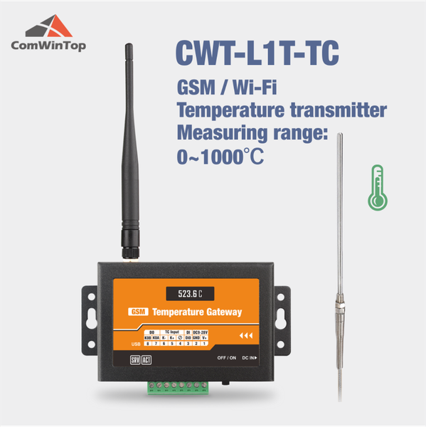 

smart home control cwt-l1t-tc wireless gsm 3g 4g wifi type-k thermocouple temperature sensor alarm transmitter