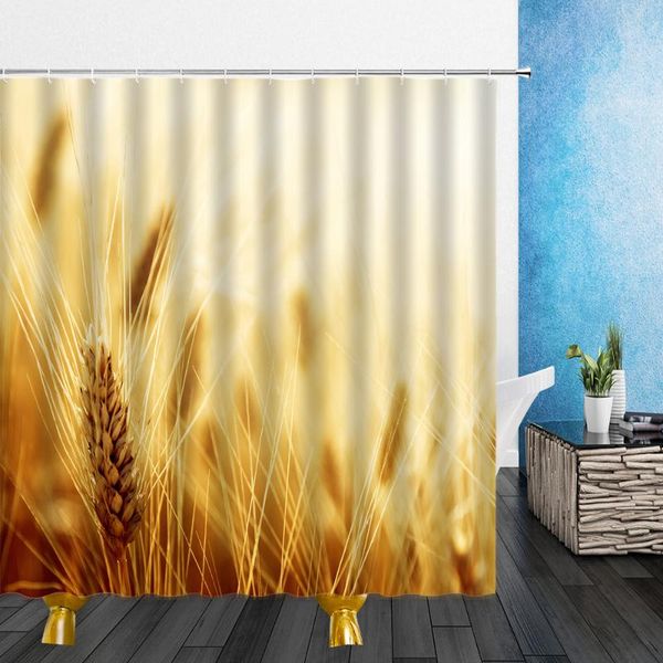 

autumn farm landscape shower curtain gold yellow wheat 3d print waterproof polyester cloth bathroom curtains bath screen