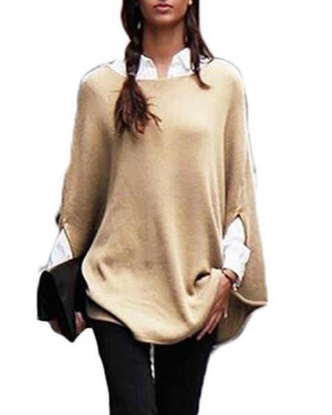 

women's sweaters casual loose knit sweater women 2021 autumn crew neck long batwing sleeve solid pullover plus size female outwear, White;black