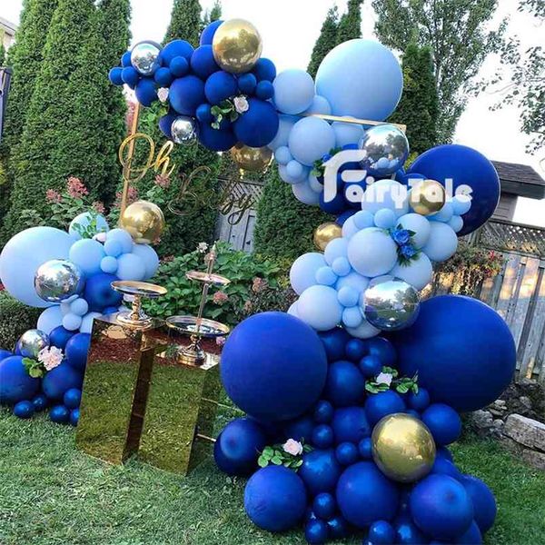 167pcs blu scuro maca blu palloncini ghirlande 4D argento oro palloncino arco per compleanno baby shower anniversario decorazioni per feste 210719