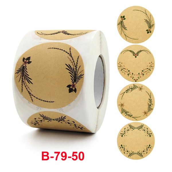 

gift wrap 500pcs/roll 2inch easy use with 4 pattern designs label sticker baking natural wedding envelope smooth surface thank you crafts