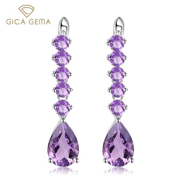

dangle & chandelier gica gema classic 925 sterling silver drop earrings for charm lady with natural amethyst gemstones women party wholesale