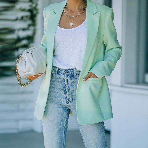 

women's suits & blazers 2021 autumn office ladies business suit muyogrt chic loose women blazer full sleeve jackets female outwear blas, White;black