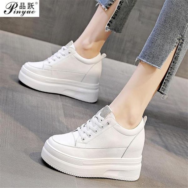 

dress shoes women casual autumn platform hidden increasing sneakers leather woman breathable white, Black